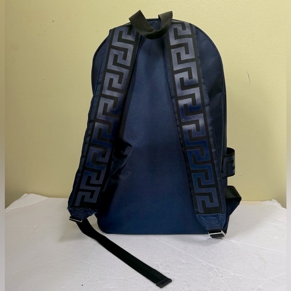 Versace Parfums Dylan Nylon Blue Backpack Bag Travel Logo Medusa Zip Lightweight - Picture 4 of 16